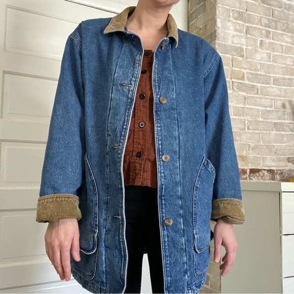 Dunbrooke Jackets & Blazers - Vintage Dunbrooke Flannel Lined Denim Chore Barn Hunting Coat Corduroy Cotton